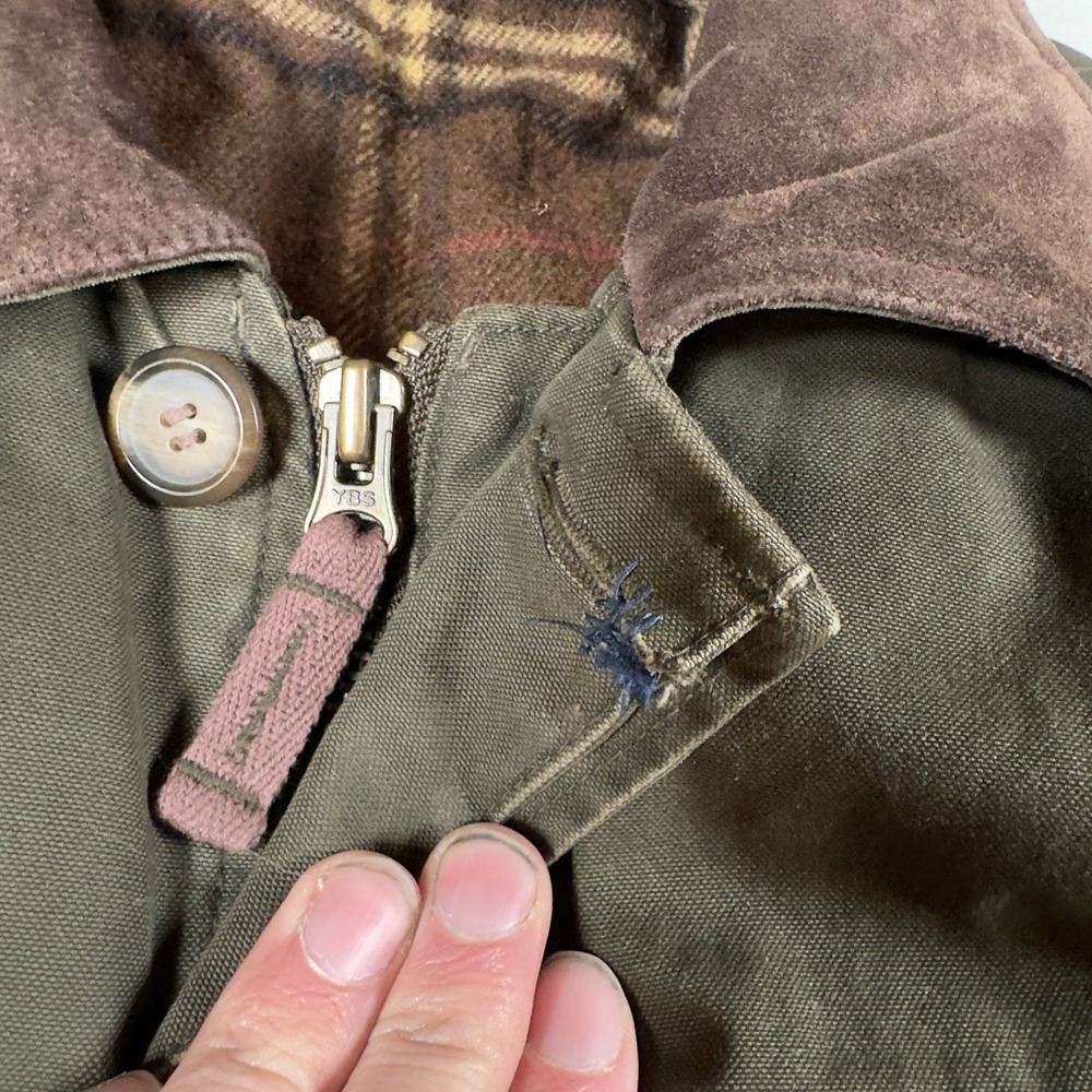 St Johns Bay Field Jacket Mens XL Olive Plaid Lined Hunting‎ Barn/ Chore Jacket - Picture 10 of 13